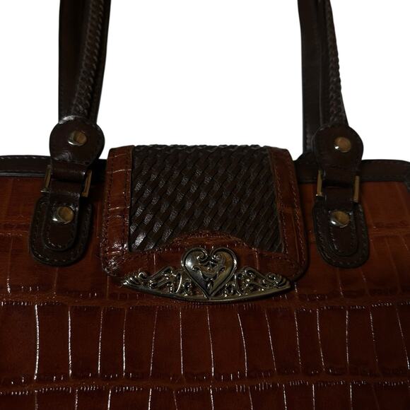 Marc Chantal MC Purse Faux Crocodile Embossed Leather Rusty Brown Handbag - Picture 2 of 13